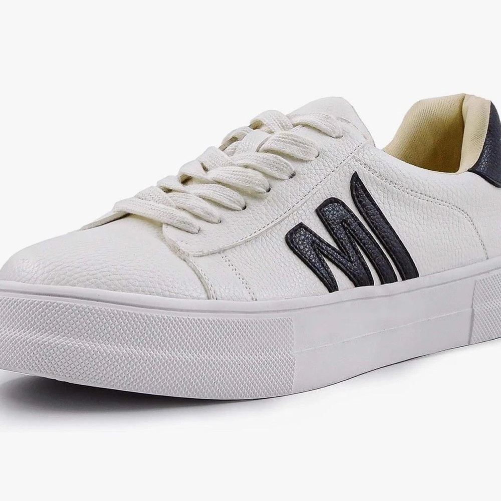 Women white platform sneakers, splicing w/accents, comfy, Shoes, sz 9 NEW